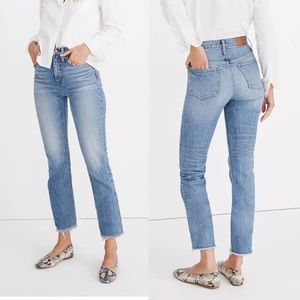Madewell The Perfect Vintage Straight Leg Jeans Ainsworth Wash Raw Hem Size 26